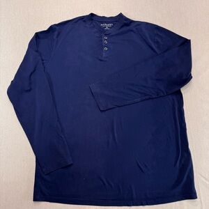 Mododoc Mens Navy Blue Long Sleeve Tee Henley Shirt Size XL 100% Cotton Casual